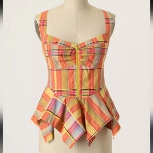 Anthropologie Odille Mango Chutney Corset Tank Top 100% Cotton SZ 10